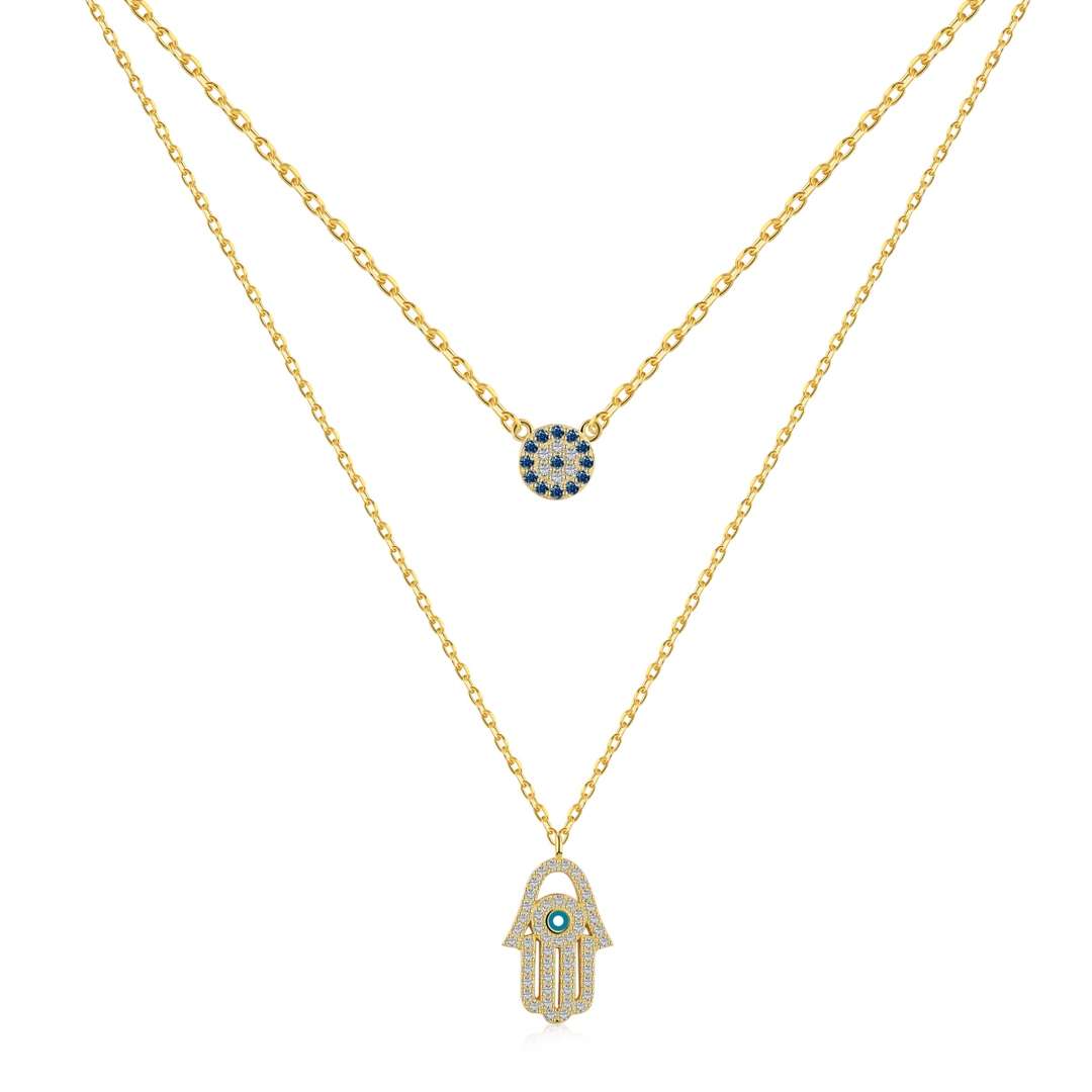 [Raffine]Dämonenauge Hamsa Palm Halskette