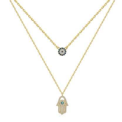 [Raffine]Dämonenauge Hamsa Palm Halskette