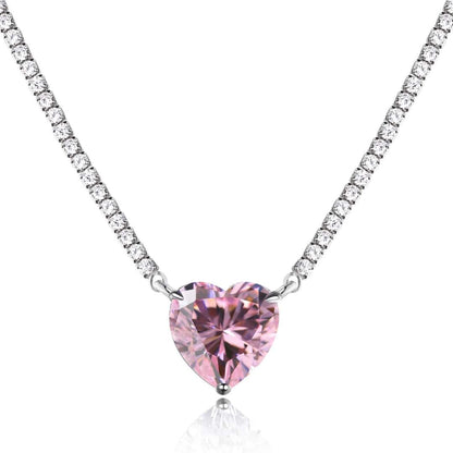 [RAFFINE] Collar de tenis con forma de corazón, versátil y colorido, de 8.0 quilates
