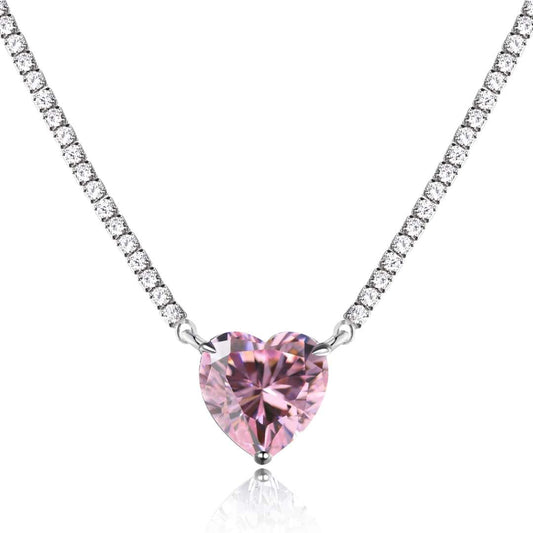 [RAFFINE] Collar de tenis con forma de corazón, versátil y colorido, de 8.0 quilates