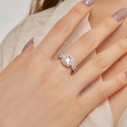 [RAFFINE]Delicate Colorful Round Cut Flower Shape Wedding Ring