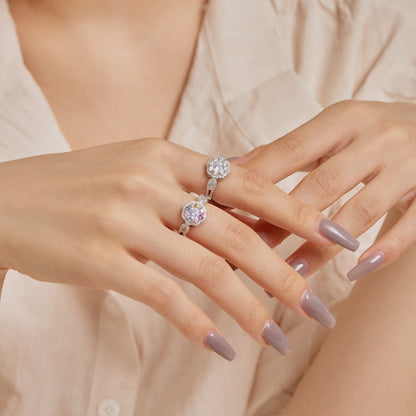 [RAFFINE]Delicate Colorful Round Cut Flower Shape Wedding Ring