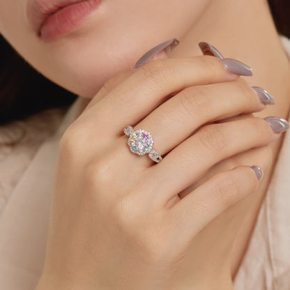 [RAFFINE]Delicate Colorful Round Cut Flower Shape Wedding Ring
