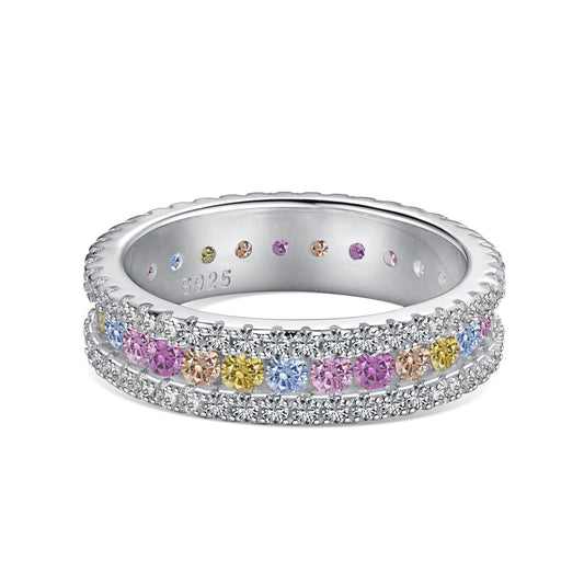 [Raffine]Delicate Colorful Round Cut Daily Ring