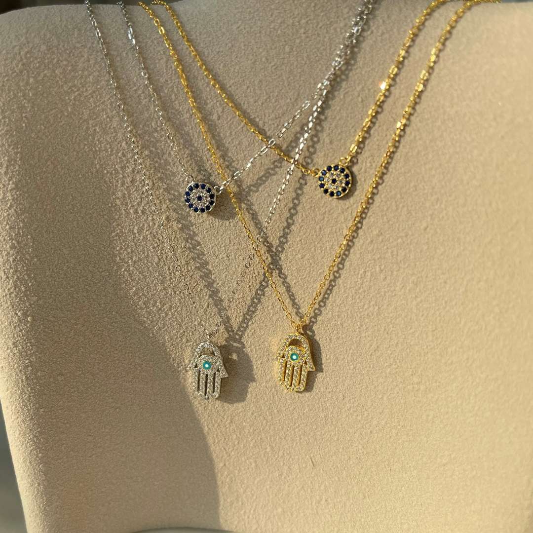 [Raffine]Dämonenauge Hamsa Palm Halskette