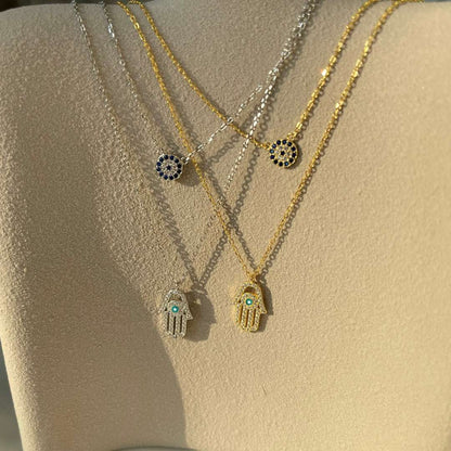 [Raffine]Dämonenauge Hamsa Palm Halskette