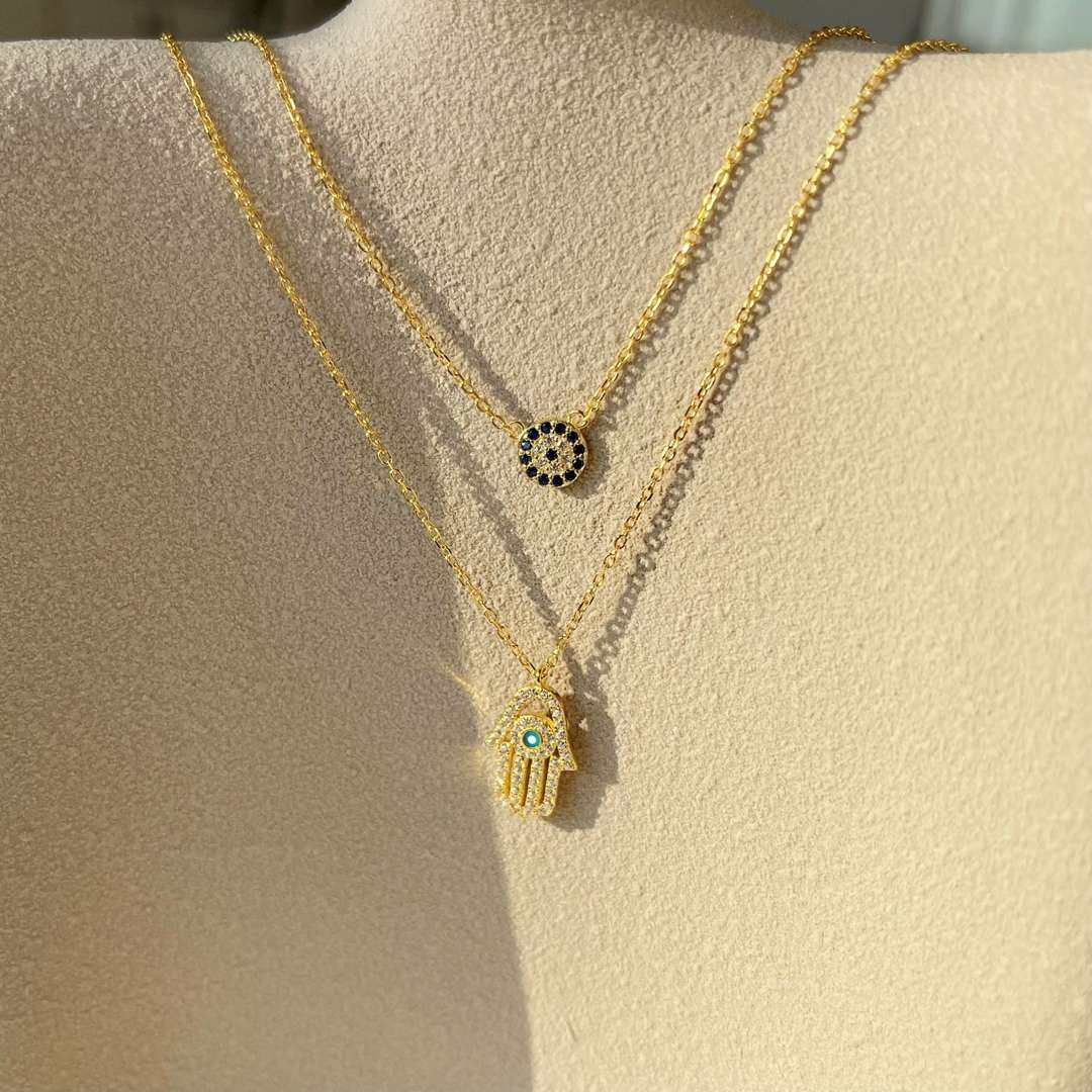 [Raffine]Dämonenauge Hamsa Palm Halskette