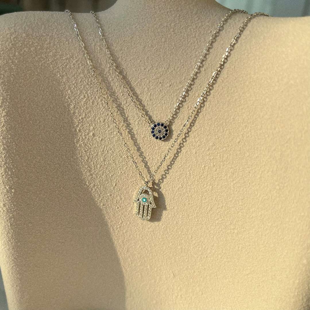 [Raffine]Dämonenauge Hamsa Palm Halskette