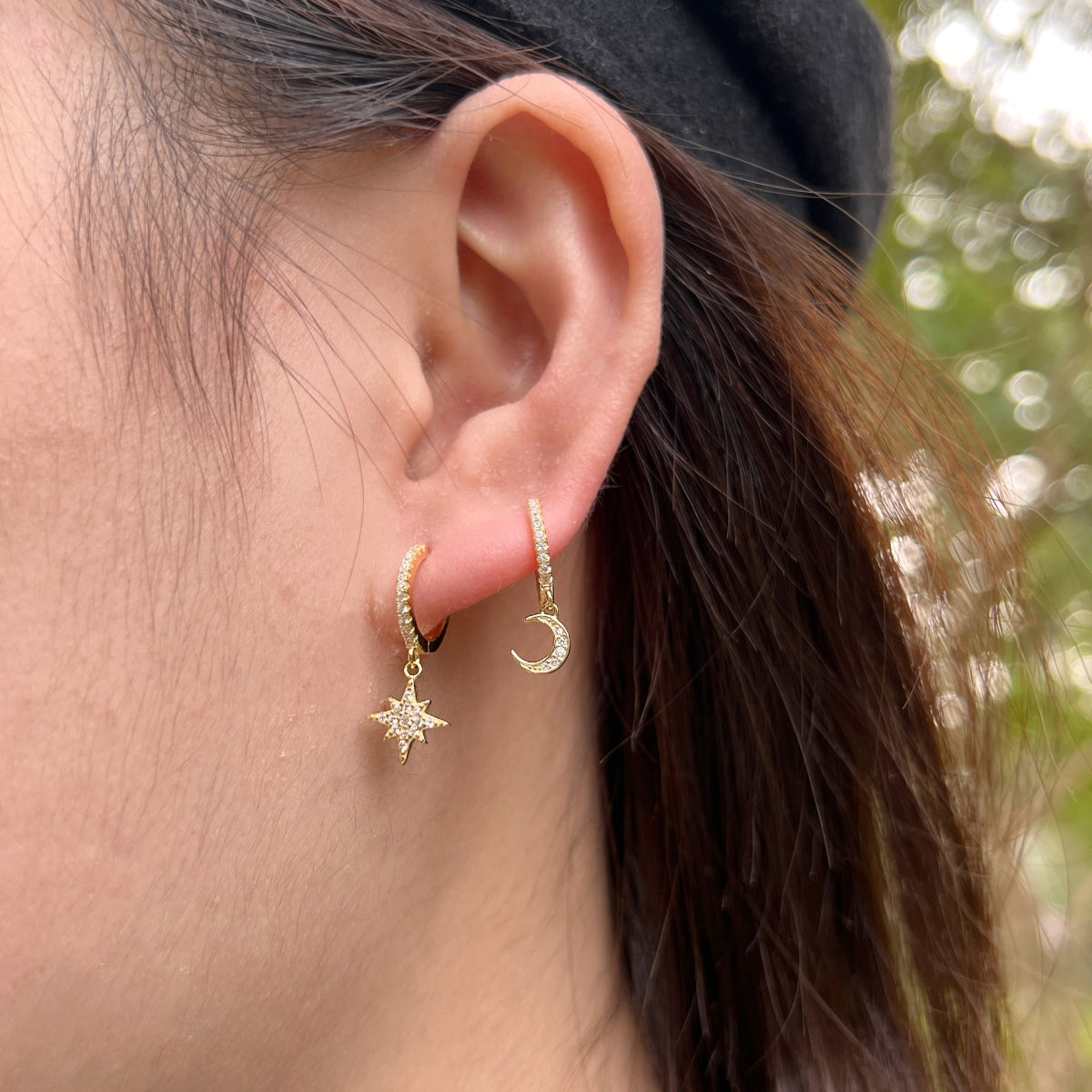 [RAFFINE]Pendientes asimétricos de estrella y luna