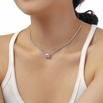 [Raffine]4,0 Karat Elegante Halskette im Radiantschliff