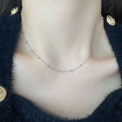 [RAFFINE]Collar sencillo con cadena de clavícula y cuentas pequeñas