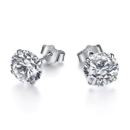 [RAFFINE] Elegantes pendientes con piedra central redonda y brillante