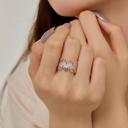 [RAFFINE]Luxurious Colorful Radiant Cut Daily Ring