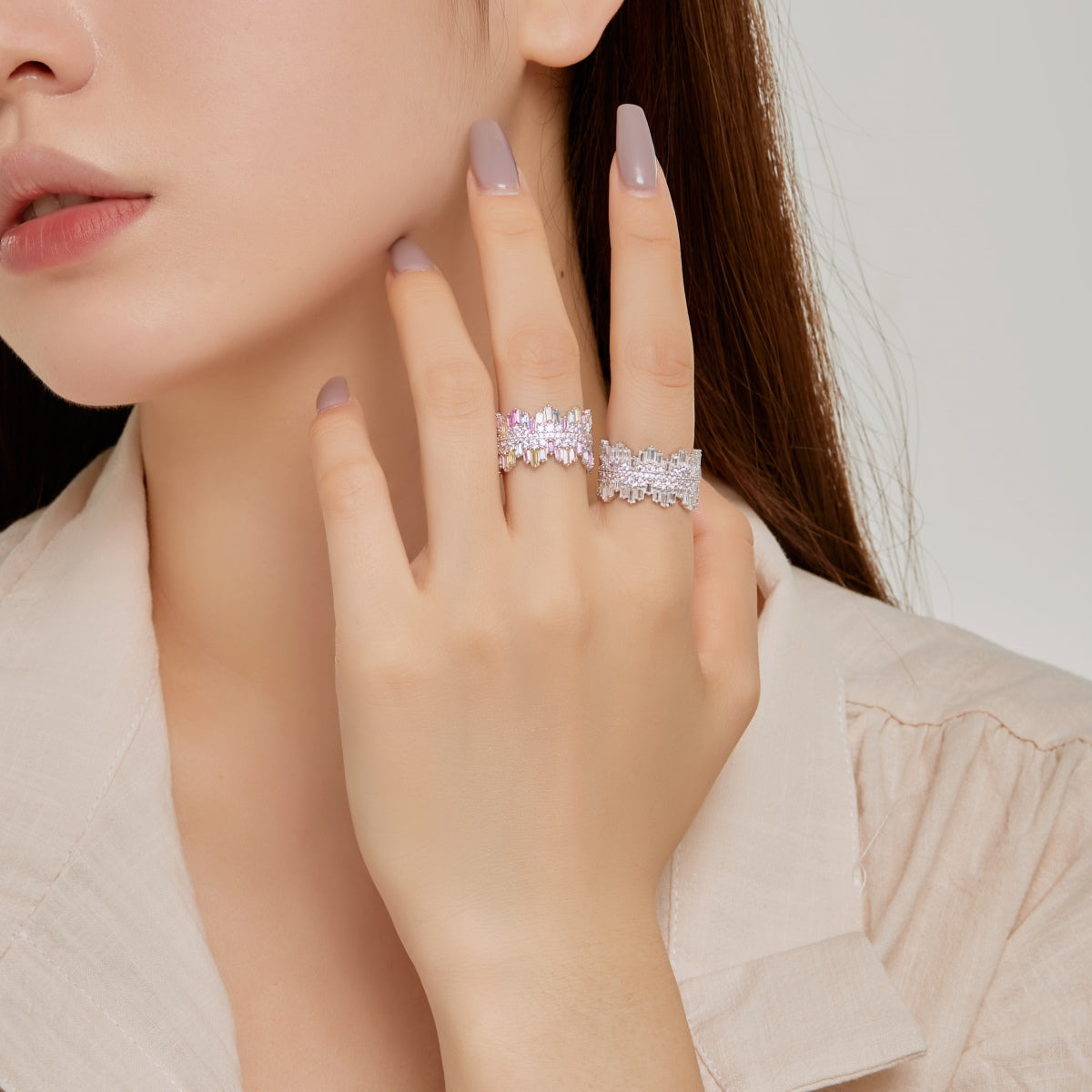 [RAFFINE]Luxurious Colorful Radiant Cut Daily Ring