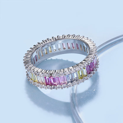 [RAFFINE]Dainty Kaleidoscopic Emerald Cut Daily Ring