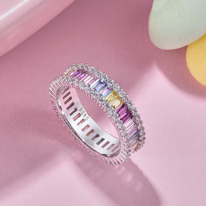 [RAFFINE]Dainty Kaleidoscopic Emerald Cut Daily Ring