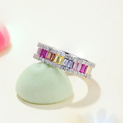 [RAFFINE]Dainty Kaleidoscopic Emerald Cut Daily Ring