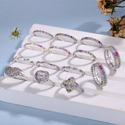 [RAFFINE]Dainty Kaleidoscopic Emerald Cut Daily Ring