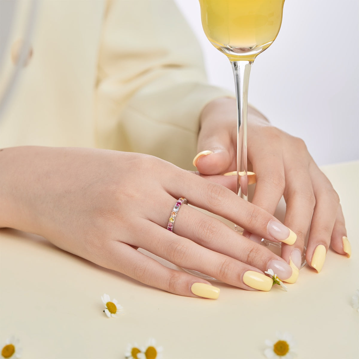 [RAFFINE]Dazzling Lustrous Round Cut Tennis Ring
