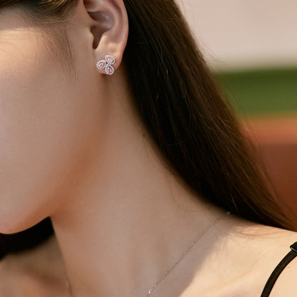 [Raffine]Ornate Flower Shape Pear Cut Lover Earrings