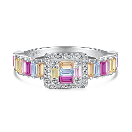 [Raffine]Exquisite Colorful Radiant Cut Party Ring