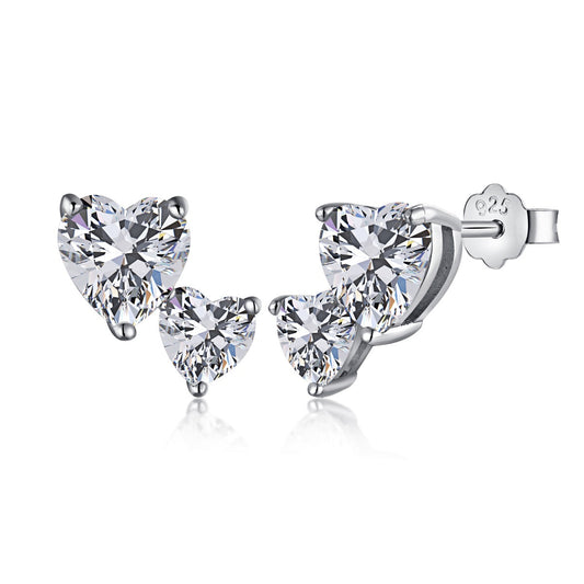[RAFFINE]Pendientes clásicos estilo princesa con doble corazón