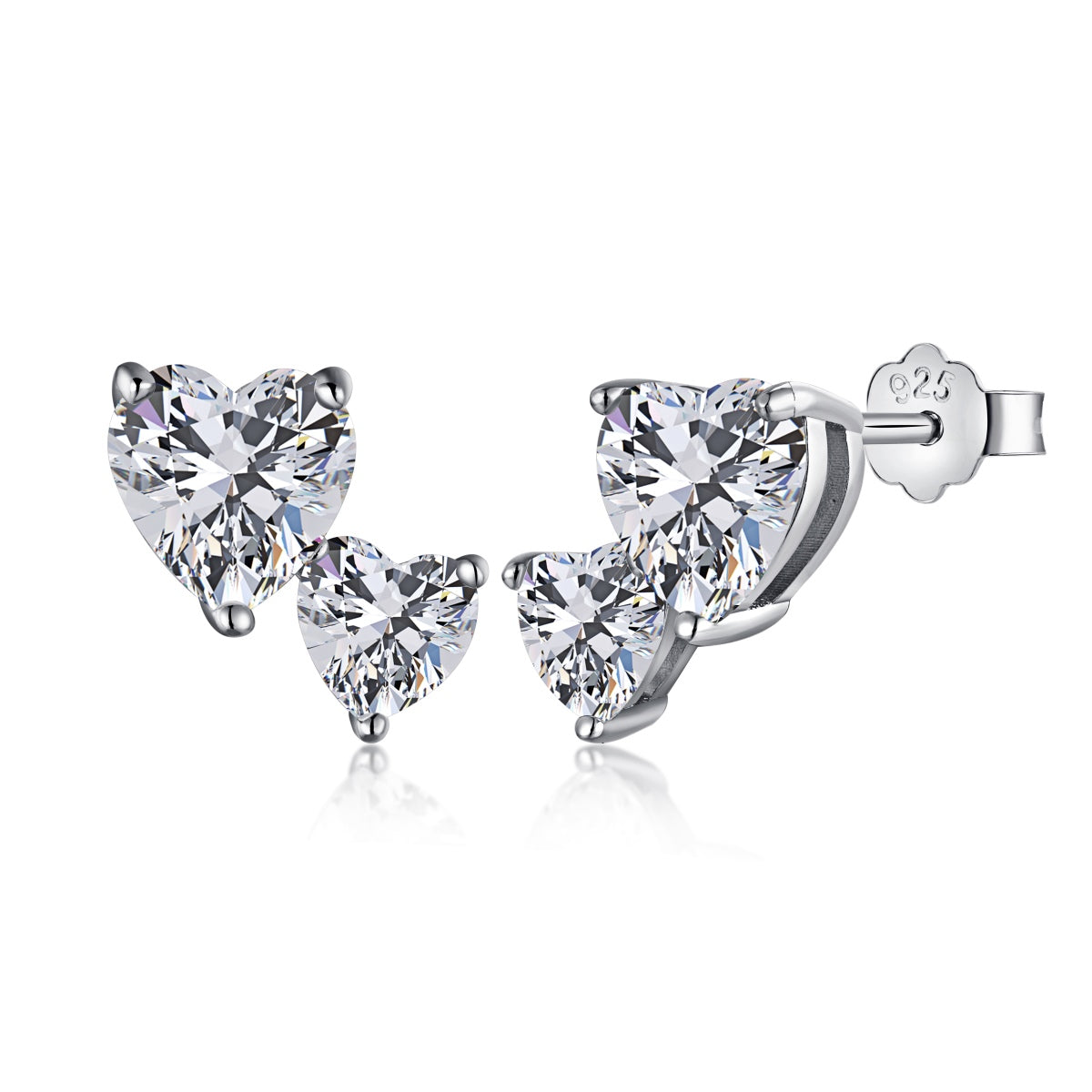 [RAFFINE]Pendientes clásicos estilo princesa con doble corazón