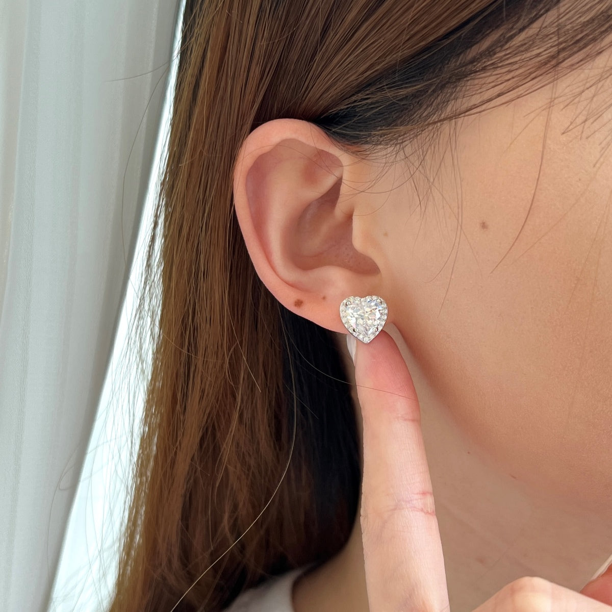[RAFFINE]Pendientes de corazón brillante para enamorados