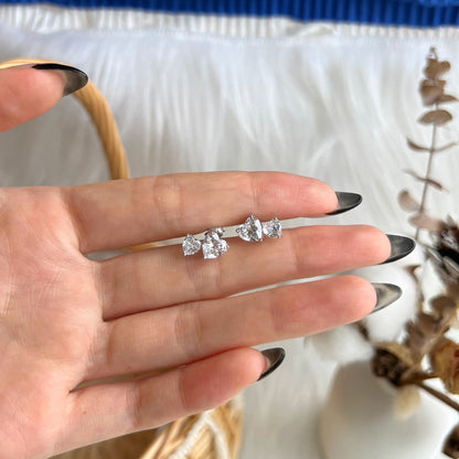 [RAFFINE]Pendientes clásicos estilo princesa con doble corazón