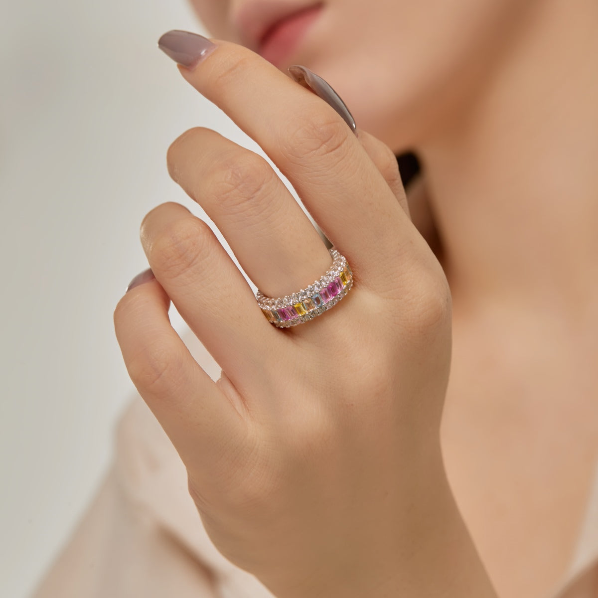 [RAFFINE]Dainty Colorful Radiant Cut Daily Ring