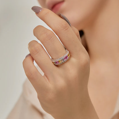 [RAFFINE]Dainty Colorful Radiant Cut Daily Ring