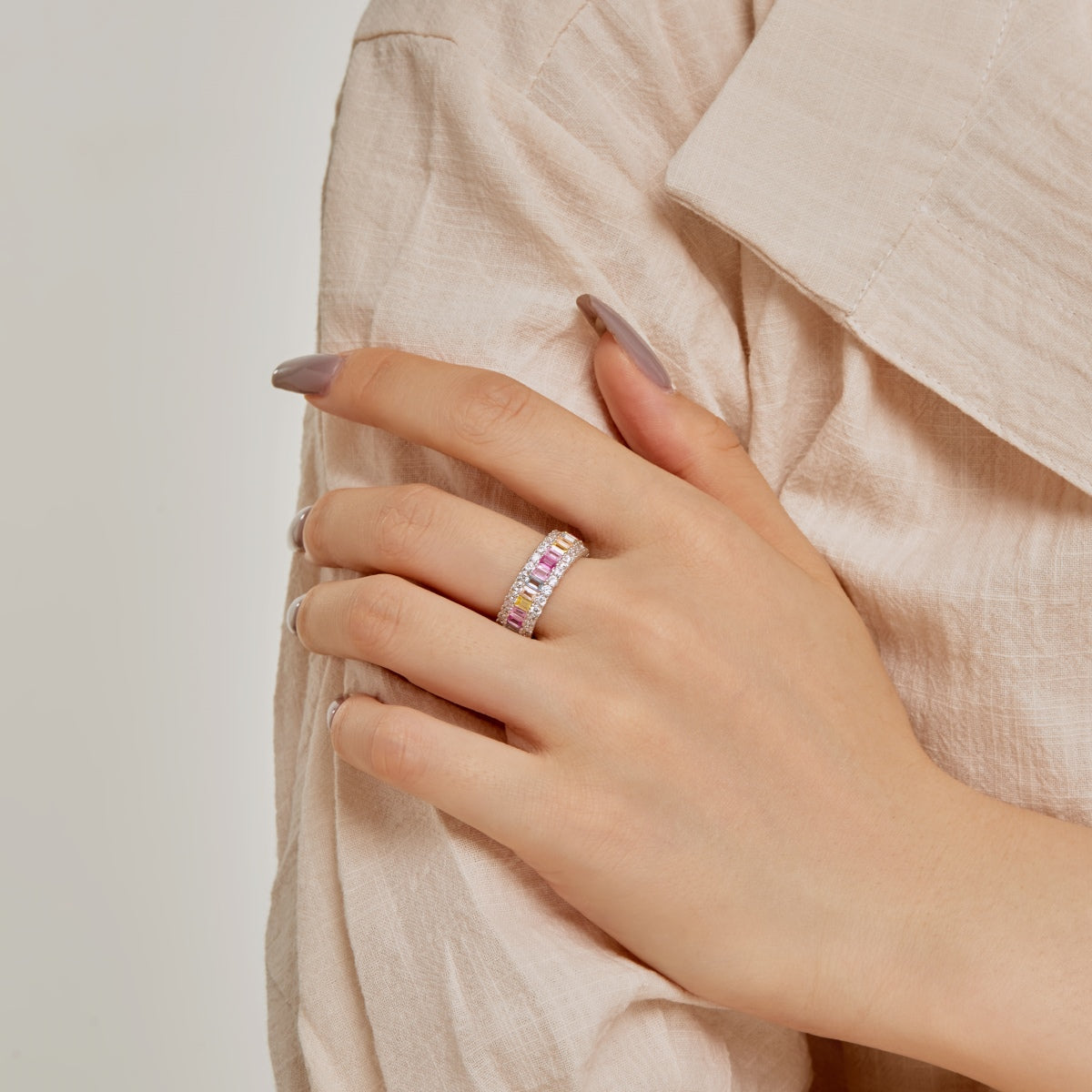 [RAFFINE]Dainty Colorful Radiant Cut Daily Ring
