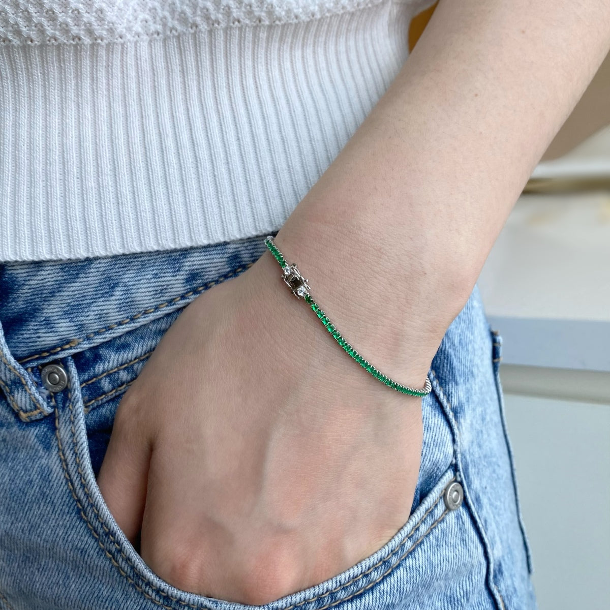 [RAFFINE] Pulsera diaria deslumbrante con corte redondo colorido