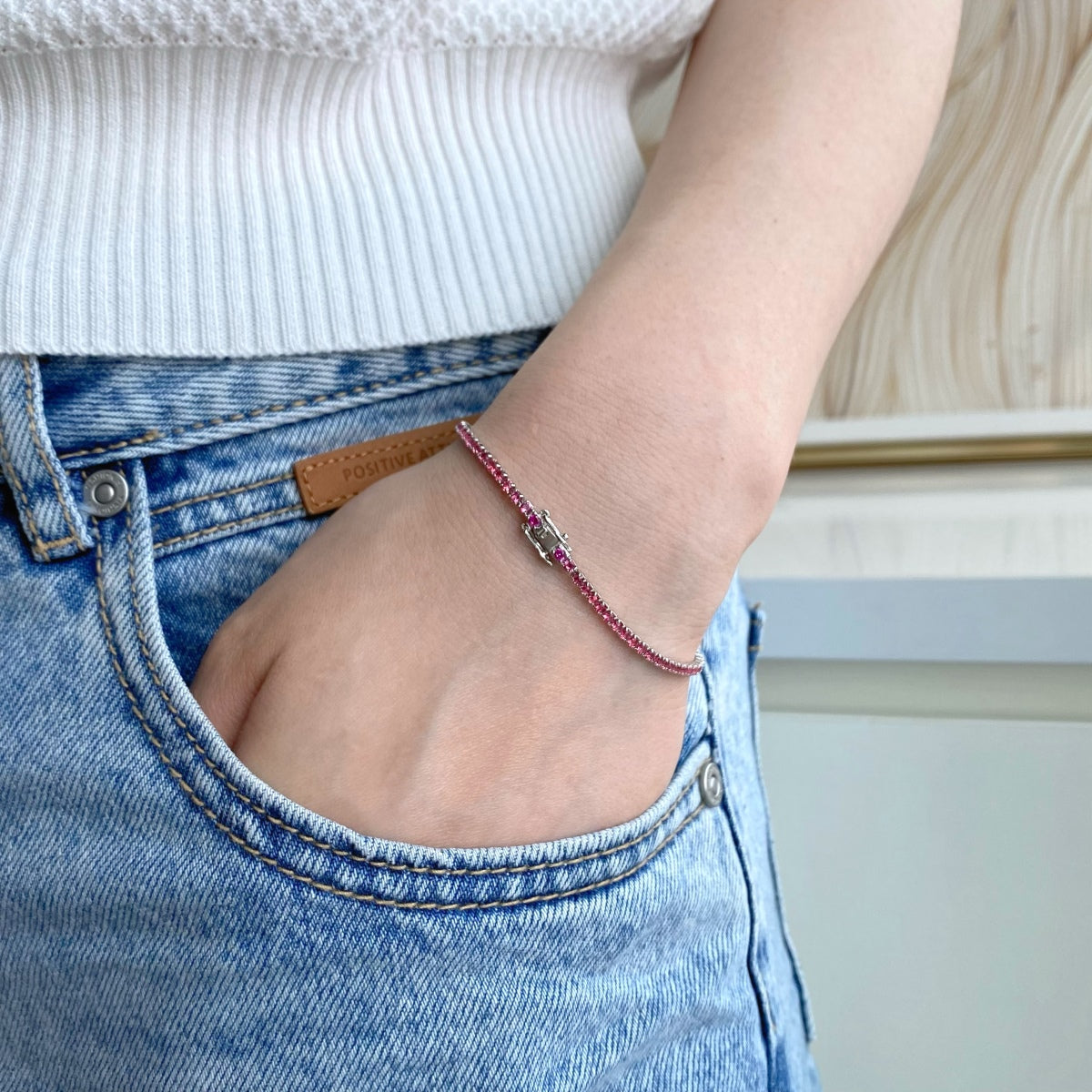 [RAFFINE] Pulsera diaria deslumbrante con corte redondo colorido