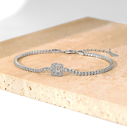 [RAFFINE]Pulsera de banquete de lujo con forma cuadrada deslumbrante