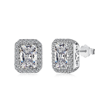 [RAFFINE]1.0 Carat Luxurious Dainty Emerald Cut Daily Earrings