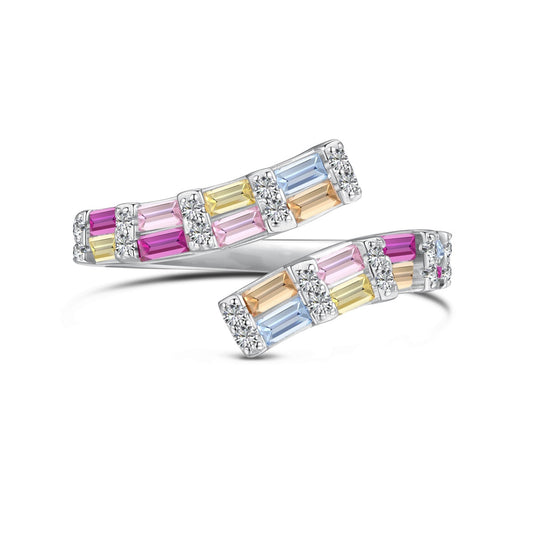 [Raffine]Charming Colorful Radiant Cut Adjustable Daily Ring