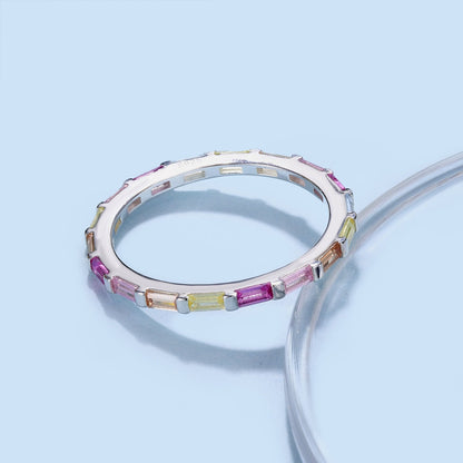 [RAFFINE]Exquisite Multicolored Emerald Cut Daily Ring