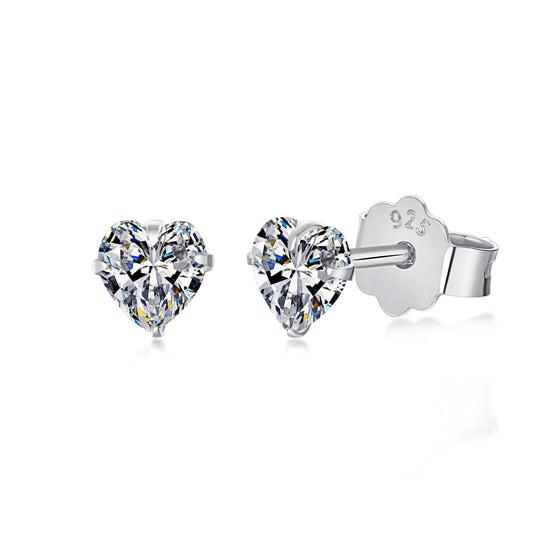 [RAFFINE]Pendientes sencillos con forma de corazón brillante