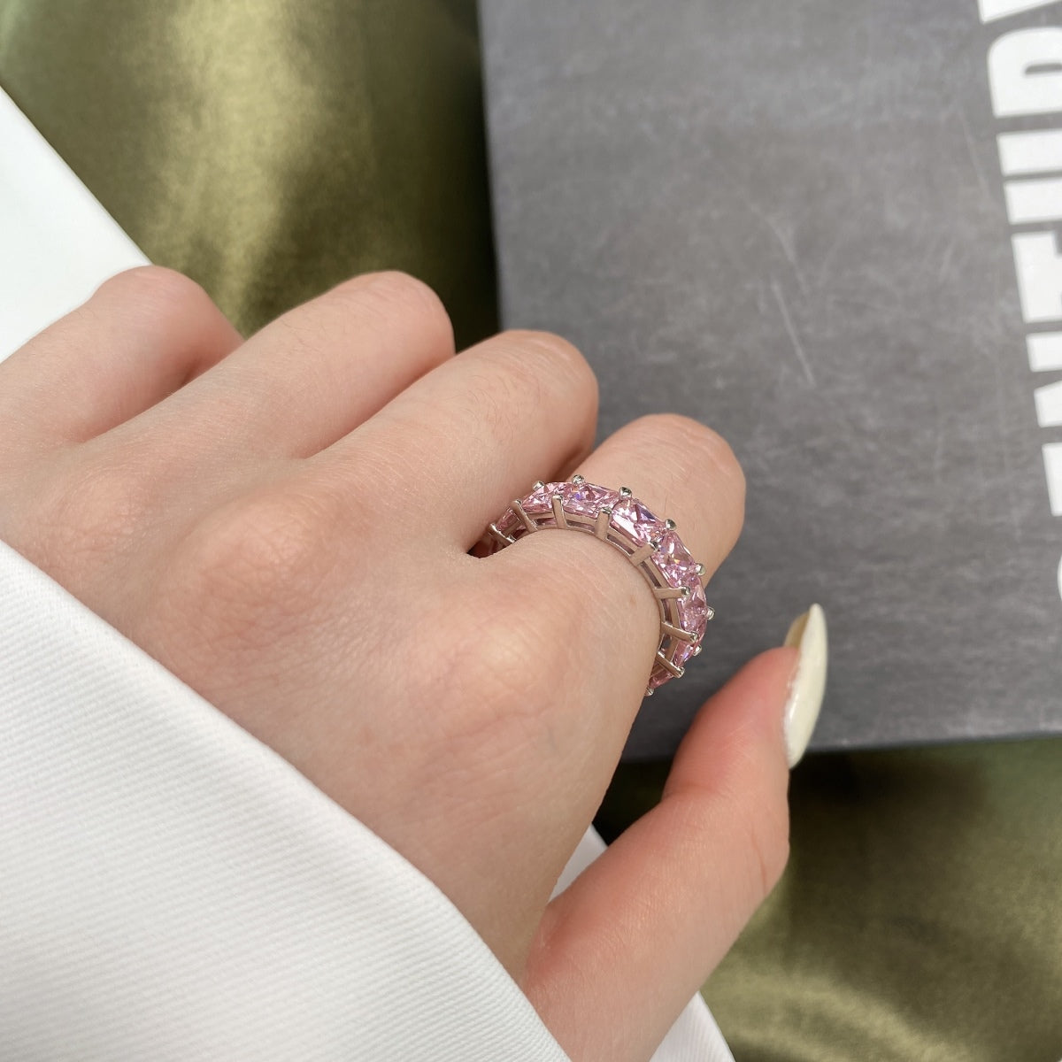 [RAFFINE]Elegant Princess Cut Tennis Ring