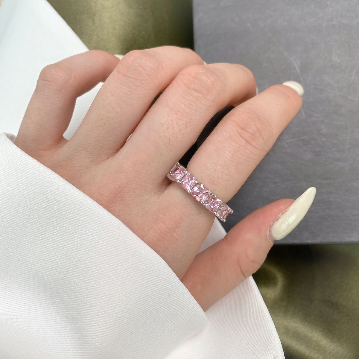[RAFFINE]Elegant Princess Cut Tennis Ring