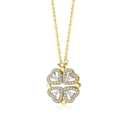 [RAFFINE]Collar con forma de flor tallada con corazón adornado