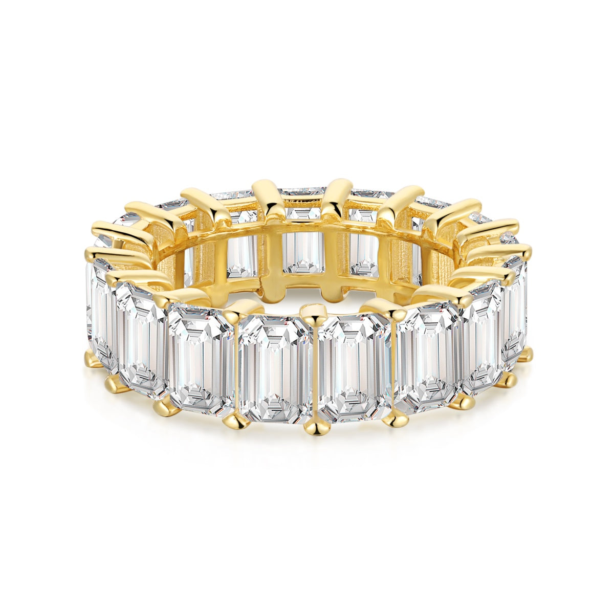 [RAFFINE]0.75 Carat Elegant Emerald Cut Tennis Ring