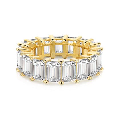 [RAFFINE]0.75 Carat Elegant Emerald Cut Tennis Ring