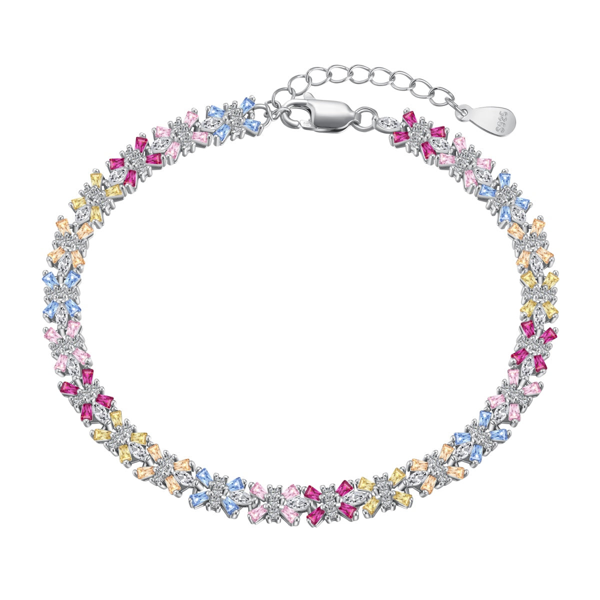 [RAFFINE] Pulsera de fiesta con corte esmeralda radiante y colorido