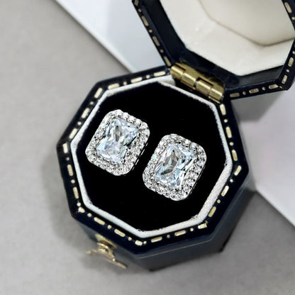 [RAFFINE]1.0 Carat Luxurious Dainty Emerald Cut Daily Earrings