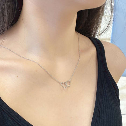 [RAFFINE]Collar de doble anillo de amor en plata de ley