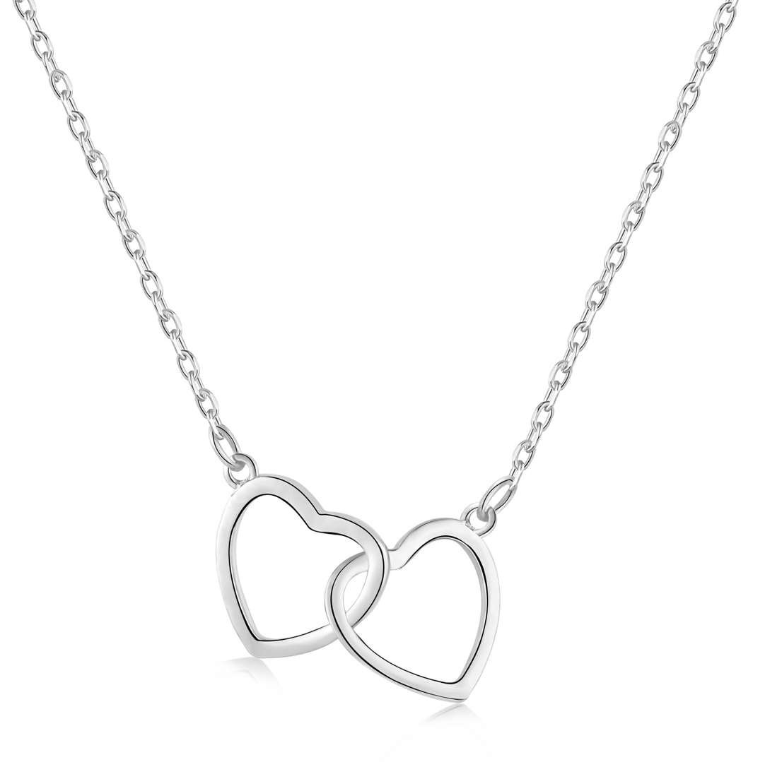 [RAFFINE]Collar de doble anillo de amor en plata de ley