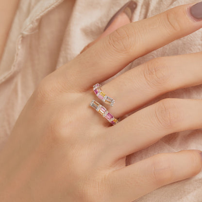 [RAFFINE]Charming Colorful Radiant Cut Adjustable Daily Ring