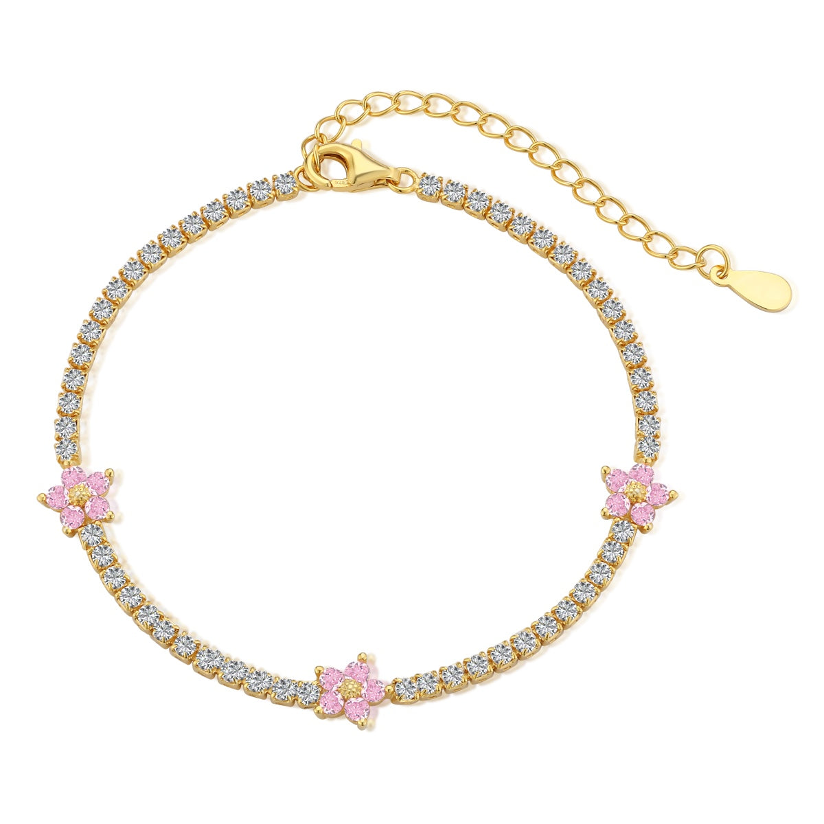 [RAFFINE]Sparkling Flower Shape Tennis Bracelet